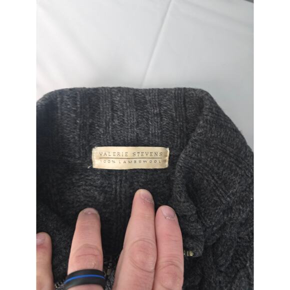 VINTAGE VALERIE STEVENS WOOL WOMANS CABLE KNIT  SWEATER TURTLENECK LARGE ZIPPER - Picture 14 of 14